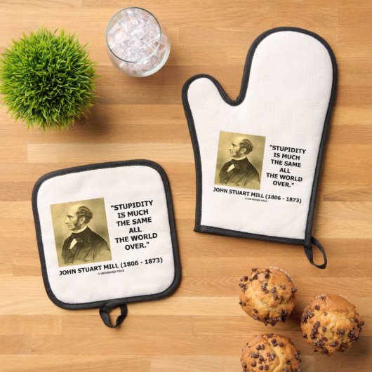 John Stuart Mill Stupidity veelal het zelfde werel Ovenwant & Pannenlap Set (Top down)