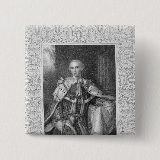 John Stuart, Third Earl of Bute, gegraveerd Vierkante Button 5,1 Cm (Voorkant)