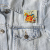 John Tenniel | Witte konijn Vierkante Button 5,1 Cm (In situ)