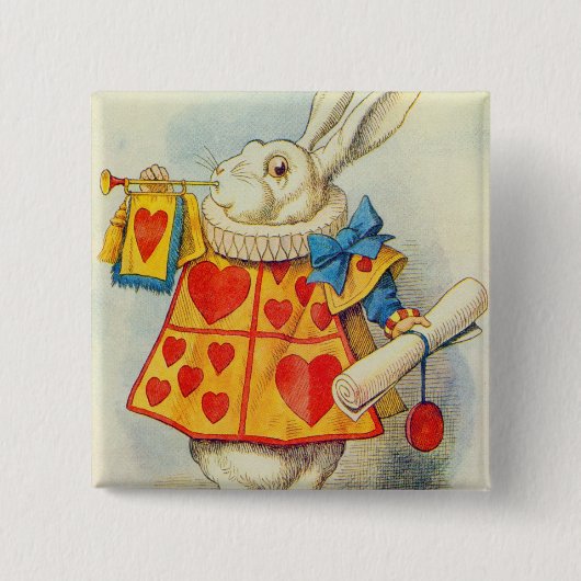John Tenniel | Witte konijn Vierkante Button 5,1 Cm (Voorkant)