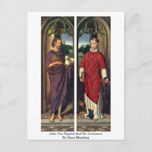 John The Baptist and St. Lawrence by Hans Memling Briefkaart