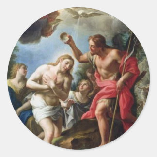 John-the-Baptist-baptizing-Christus-by-Trevisani Ronde Sticker