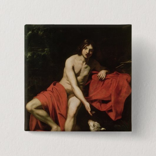 John the Baptist Vierkante Button 5,1 Cm (Voorkant)