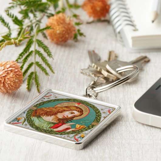 John the Evangelist (JMAS 06) Square Metal Sleutelhanger (Zijkant)