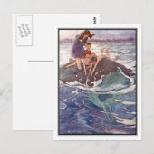 John Tries haalt een zeemeermin van Alice B. Woodw Briefkaart (Voorkant / Achterkant)