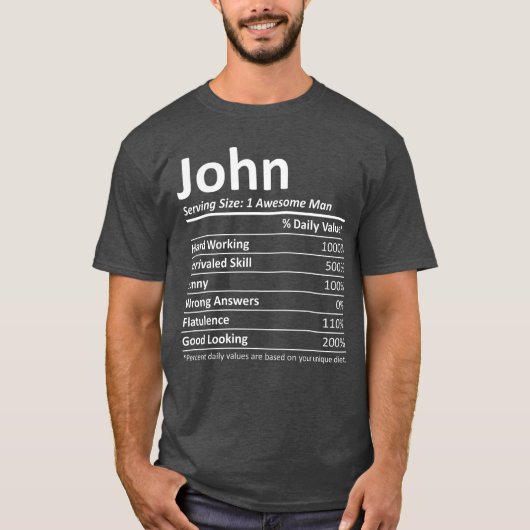 JOHN Voeding Grappige Verjaardag Gepersonaliseerde T-shirt (Voorkant)