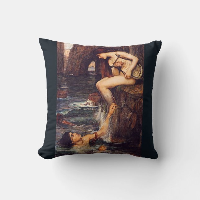 John W. Waterhouse Pre-Raphaelite Siren Pillow Kussen (Voorkant)