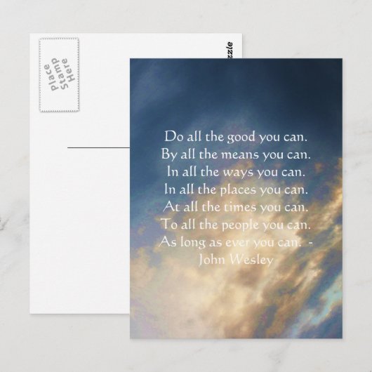 John Wesley Living Quote met Blue Sky Clouds Briefkaart (Voorkant / Achterkant)