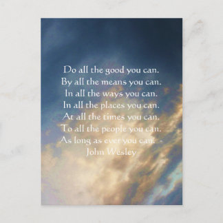 John Wesley Living Quote met Blue Sky Clouds Briefkaart