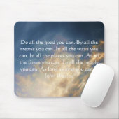 John Wesley Living Quote met Blue Sky Clouds Muismat (Met muis)