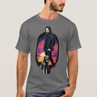 John Wick en zijn Trusty Dog Sunset Film T-shirt