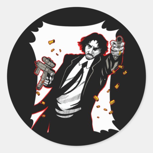 John Wick Ronde Sticker (Voorkant)