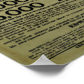 John Wilkes Booth Gezocht Poster (Hoek)