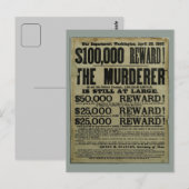 John Wilkes Booth Lincoln moordaanslag poster Briefkaart (Voorkant / Achterkant)