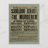 John Wilkes Booth Lincoln moordaanslag poster Briefkaart (Voorkant)