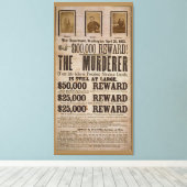 John Wilkes Booth wilde poster Abe Lincoln moord Canvas Afdruk (Insitu (Houten vloer))