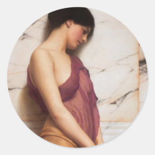 John William Godward - Het meisje uit de tamboerij Ronde Sticker