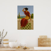 John William Godward: Het signaal, de blik aan zee Poster (Keuken)