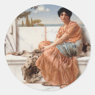 John William Godward- In de dagen van Sappho Ronde Sticker