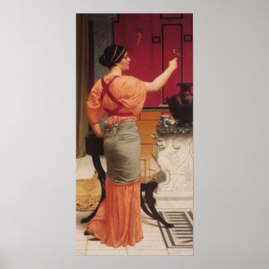 John William Godward - Lesbia met haar Sparrow Poster (Voorkant)
