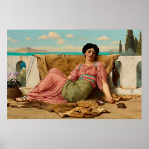 John William Godward over het stille huisdier Poster