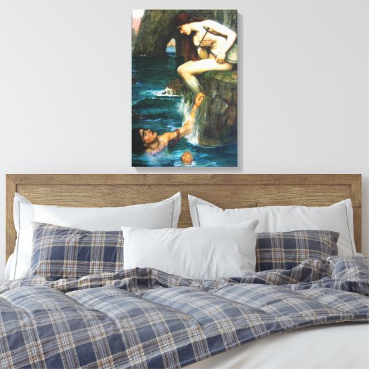 John William Waterhouse De Siren Canvas Afdruk (Insitu (Slaapkamer))