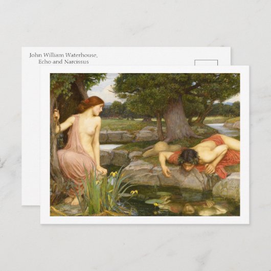 John William Waterhouse, Echo en Narcissus Briefkaart (Voorkant / Achterkant)