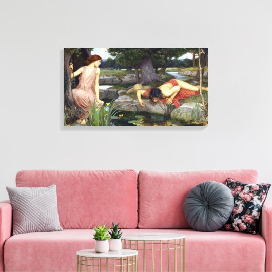 John William Waterhouse Echo en Narcissus Canvas Afdruk (Insitu (Woonkamer))