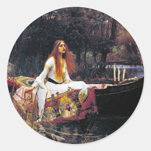John William Waterhouse The Lady of Shalott Ronde Sticker (Voorkant)