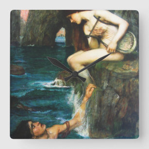 John William Waterhouse The Siren Clock Vierkante Klok