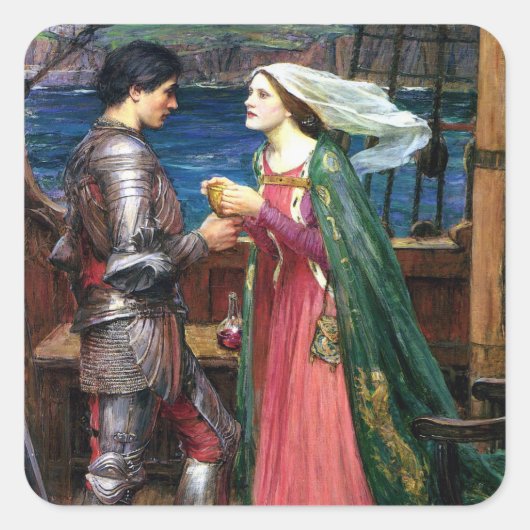John William Waterhouse Tristan en Isolde Vierkante Sticker (Voorkant)