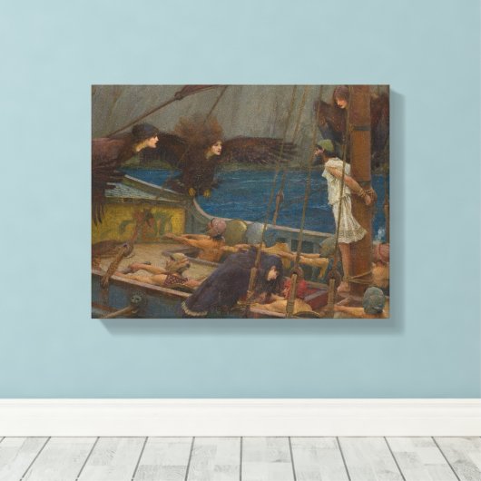 John William Waterhouse - Ulysses en de Sirens Canvas Afdruk (Insitu (Houten vloer))