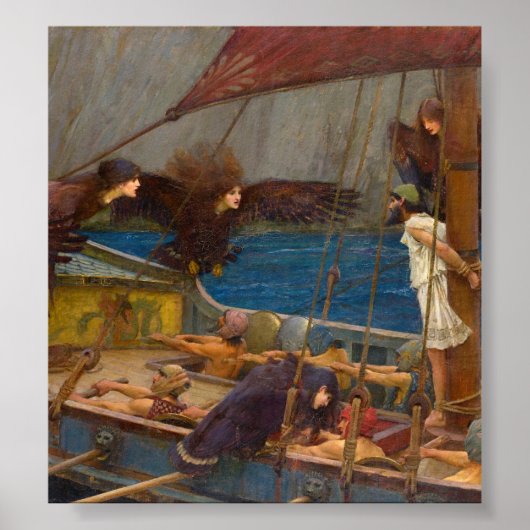 John William Waterhouse - Ulysses en de Sirens Poster (Voorkant)