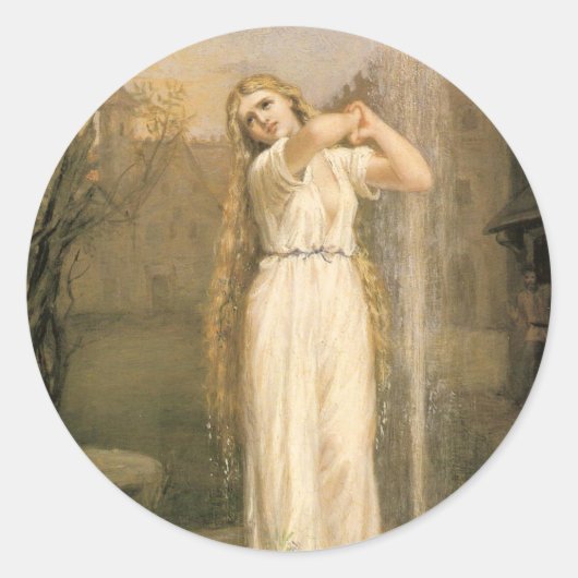 John William Waterhouse Undine Ondine Water Nymph Ronde Sticker (Voorkant)
