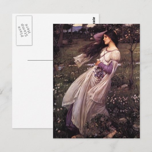 John William Waterhouse- Windbloemen Briefkaart (Voorkant / Achterkant)