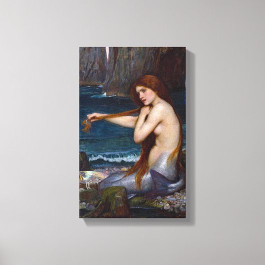 John William Waterhouse Zeemeermin Art Ingewikkeld Canvas Afdruk (Voorkant)