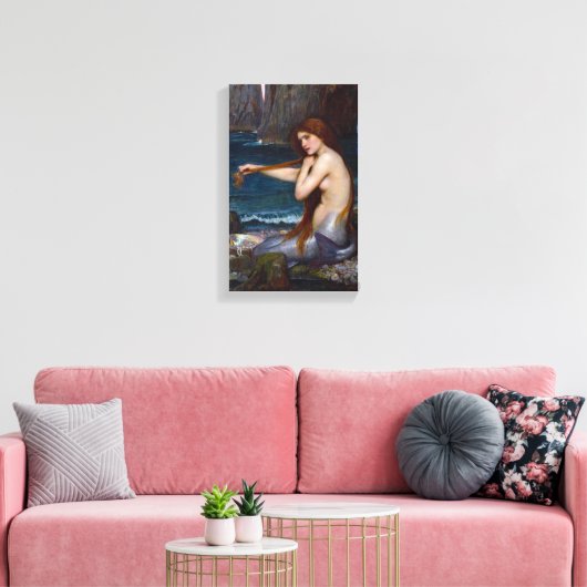 John William Waterhouse Zeemeermin Art Ingewikkeld Canvas Afdruk (Insitu (Woonkamer))