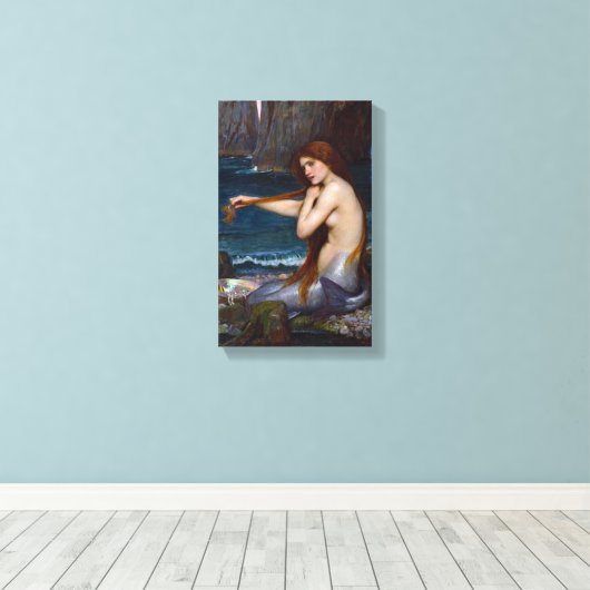 John William Waterhouse Zeemeermin Art Ingewikkeld Canvas Afdruk (Insitu (Houten vloer))