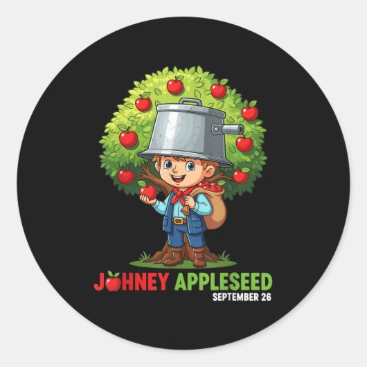 Johnny Appleseed Dag 26 september _1 Ronde Sticker (Voorkant)