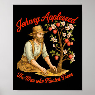Johnny Appleseed Dag 26 september Retro Tree Poster