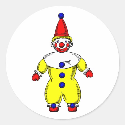 Johnny Automatic Clown Cartoon Ronde Sticker (Voorkant)
