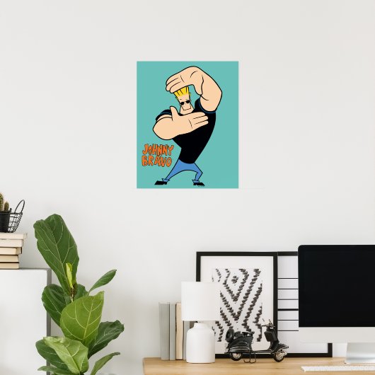 Johnny Bravo Afbeelding Lijst Pose Poster (Thuiskantoor)