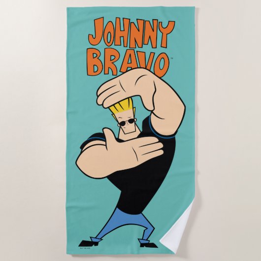 Johnny Bravo Afbeelding Lijst Pose Strandlaken (Voorkant)