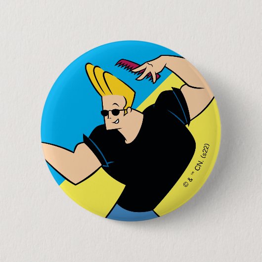 Johnny Bravo Combing Hair Ronde Button 5,7 Cm (Voorkant)