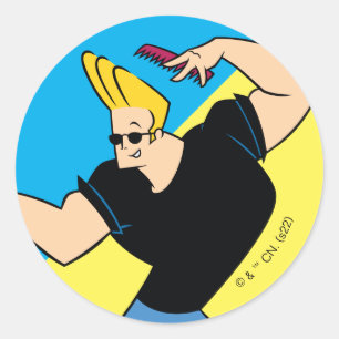 Johnny Bravo Combing Hair Ronde Sticker