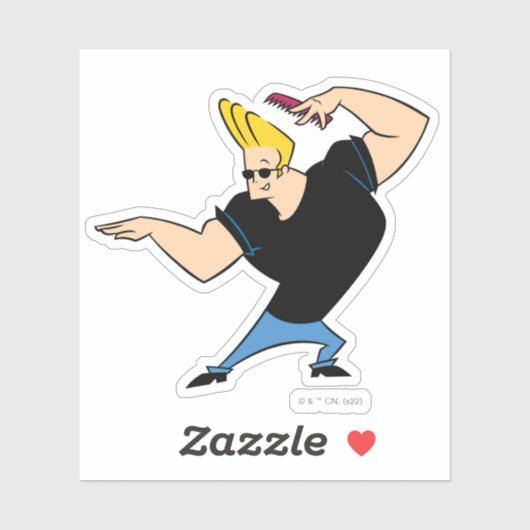 Johnny Bravo Combing Hair Sticker (Vel)