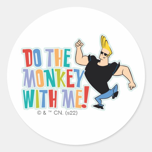 Johnny Bravo - Do The Monkey With Me! Ronde Sticker (Voorkant)