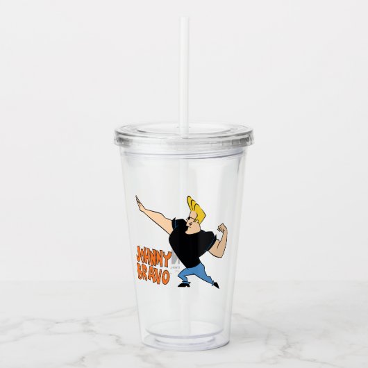 Johnny Bravo Flexing Acryl Drinkbeker (Voorkant)