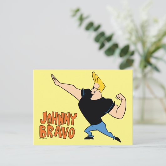 Johnny Bravo Flexing Briefkaart (Staand voorkant)