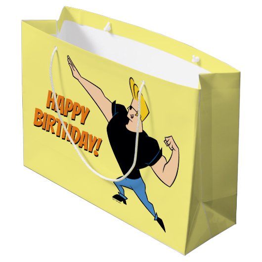 Johnny Bravo Flexing Groot Cadeauzakje (Achterkant Gekanteld)